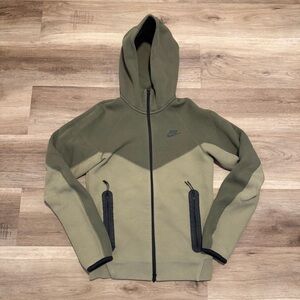 Nike Tech Fleece Hoodie Men’s XS Olive Green Full Zip Sweatshirt